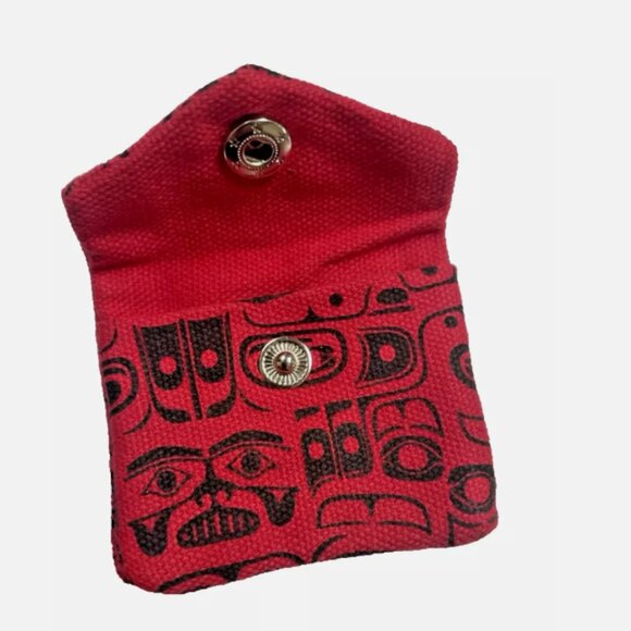 Pocket Spirit Coin Poch Red - Chilkat Whale design by Namgis artist Ryan Cranmer - Picture 4 of 8